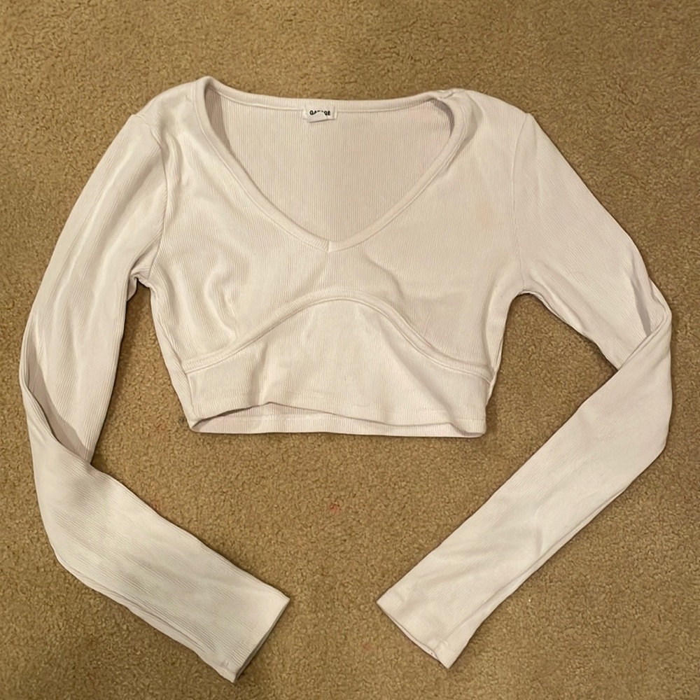 Garage white crop top